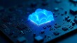 © Petro - A futuristic circuit board featuring glowing blue cloud structures, representing advanced technology concepts.