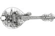 © BYAI - Creative blend of technology and music through a detailed illustration of a mandolin design