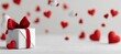 © spyrakot - Romantic Valentine Background with Red Hearts and Gift Box in Soft Focus