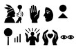 © Александр Михайлюк - Guided Journey Icons. Solid style icons of guided journey roles: Shaman Chanting, Assistant Hand, Healer Gaze, Holding Space