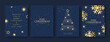 © sunshinys - Merry Christmas and Happy New Year! Festive vector illustration of snowflakes and stars on a blue background. Luxurious brochure covers, greetings, posters, and holiday vector illustrations.