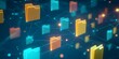 © Rifqi - Abstract folders connected by lines representing data flow on a dark blue background, concept for cloud computing, data management and digital storage