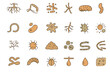 © MaxB - Soil microbes and decomposer organism icons in brown gradient