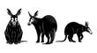 © LOBSTER LARRY - Hand-drawn aardvark illustrations in black and white silhouette style