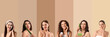 © Pixel-Shot - Group of young women with cosmetic products on beige background