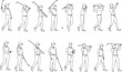 © Shamim creative  - Collection of line art illustrations of male and female golfers in various poses and actions