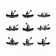 © Yeasin - Kayakers paddling canoes silhouettes on water kayaking
