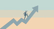 © NanzZ - Businessman in a suit climbing a large upward-pointing arrow, symbolizing career growth and success.