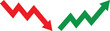 © MOHAMMAD RABBI - Red downward trend arrow and green upward trend arrow