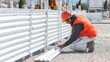© Christian Bunge - A construction worker wearing a bright orange hard hat, reflective safety vest, and work clothes