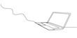 © Shovo - Single line drawing of laptop gadget isolated on white background. Vector illustration, One line drawing of laptop gadget