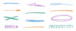 © Syuzann q - Hand drawn underlines. Chalk brush strokes set. Pencil or crayon rough lines. Kids textured emphasis, straight stripe, freehand text decoration shapes. Vector crayon oval frame, dividers isolated.