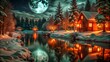© trendf - calm winter night with snow reflecting moonlight for web and graphic design