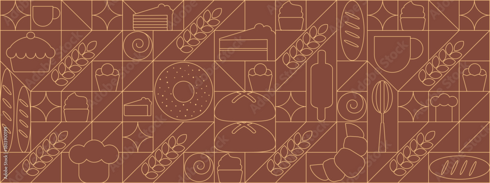 Bread and pastries background. Abstract bakery menu background with ...
