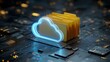 © bajing art - Cloud Computing Data Storage on Circuit Board with Glowing Icon Folders