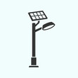 © damar - Solar powered street lamp icon on a light background.