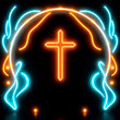 © Frank - Glowing neon Religion icon isolated on black background. HD Video motion graphic animation