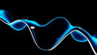 © angel_nt - Blue wave shapes undulate gracefully on a black background, showcasing a modern and artistic design that captures movement and fluidity in a vivid manner. 3d render