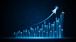 © Natthakan - Future digital business growth chart. Profitable investment idea. Arrows increase the future growth of the company.