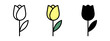 © Liub - Three simple icon yellow tulip flower set on a White Background