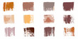 © Polash - Collection of twelve abstract paint brush stroke swatches in earthy tones and muted colors
