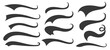 © Volha - Set of baseball swoosh and swash tails. Sports swash shape set, text underlines for baseball design. Hand drawn font elements in retro style for athletics, baseball. Swirl stroke swish underline shape