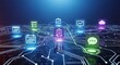© loxia stock image - Futuristic digital ecosystem showcasing integrated business productivity tools for data management, analytics, and workflow automation on a circuit board