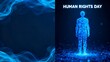 © Naymur - Human rights day concept with digital glowing person and abstract blue particles