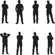 © designershuvo - Casual Man Standing Thinking Daydreaming Silhouette Vector Set