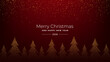 © marruu - Merry Christmas and Happy New Year 2026 greeting card with golden glitter dots forming trees on a dark red background for holiday celebration.