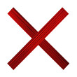 © amara - Close up of a textured red X symbol formed by crossed lines with a transparent background and soft highlights