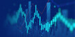 © iamchamp - financial chart with uptrend line candlestick graph in stock market on blue color monitor background
