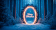 © Wasif - Merry christmas glowing portal in a snowy winter forest wonderland scene at night on transparent background