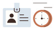 © robu_s - ID card with a photo and details beside a classic round clock symbolizing work identity, punctuality, and productivity. Ideal for office culture, attendance, deadlines, organization, workforce, HR