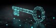 © BYAI - Digital representation of a key showcasing a network of connected lines and points in a dark space