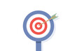 © FAHMI  - Magnifying glass enlarging a dart hitting a target on a dartboard, representing business goals, focus, accuracy, and strategic achievement.