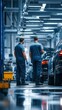 © Yauhen - Back view of two male mechanics in a modern automotive factory. The scene evokes professionalism, technology, and teamwork. Perfect for industry, manufacturing, or service concepts.
