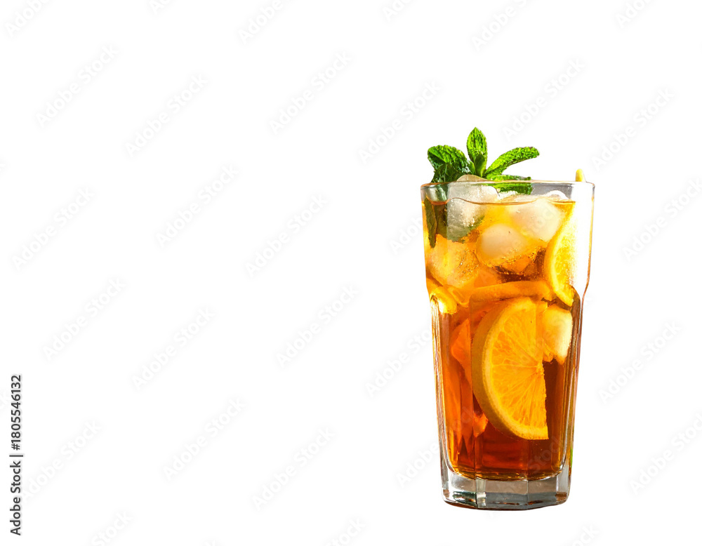 Firefly_Realistic soccer ball on a grassy field - Firefly_Refreshing iced tea in a tall glass with ice cubes