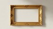 © Yoru - Golden vintage antique classic picture frame on a white wall. 3d rendering mock up