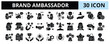 ©  karyative - 30 Brand Ambassador Glyph Icons Vector - Brand Advocate, Marketing, Influencer, Endorsement, Public Figure, Trusted, Ambassador, Recommendation
