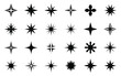 © MSTTANZURSULTANA - Collection of diverse black starburst sparkle and shine icons representing light and brilliance