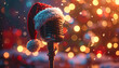 © Aljrov - Christmas Caroling: Vintage Microphone with Santa Hat