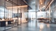 © Donna - Blurred modern office interior with soft lighting and glass walls. High quality