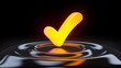 © sunny - Glowing check mark symbolizing success on dark reflective background
