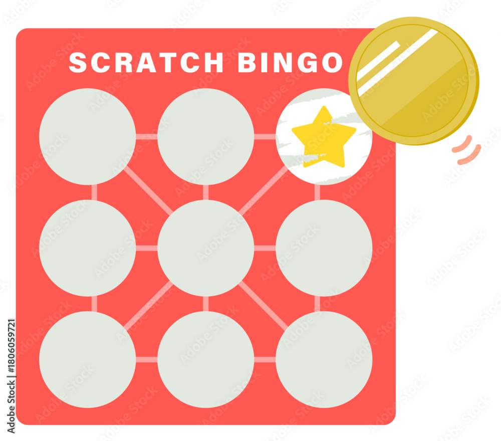 Image vectorielle Stock スクラッチビンゴのカードとコイン | Adobe Stock