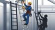 © Yogi - Worker Climbing Ladder for Repair Illustration