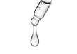© Vooglo.com - Closeup of a transparent liquid drop falling from a glass pipette against a clean white background, isolated on white background