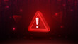 © Oleg - Cyber Attack, Scam, Fraud, Hacking Vector Illustration. Cybersecurity Warning Message. Warning Alert Danger. Digital Danger Alert Icon. Red Triangle Exclamation Symbol Digital Wireframe Technology