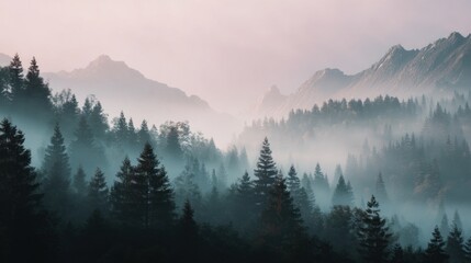 Naklejka na meble Misty mountain forest