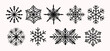 © Natalya - Collection of eight unique snowflake vector icons in modern black line style. Isolated decorative winter symbols perfect for Christmas cards, packaging, web banners, festive branding, and seasonal dig
